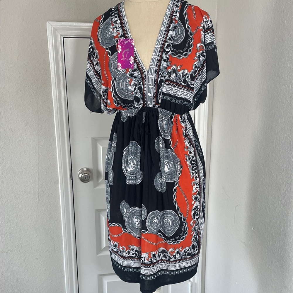 Y2K style Black and Red Patterned Dress